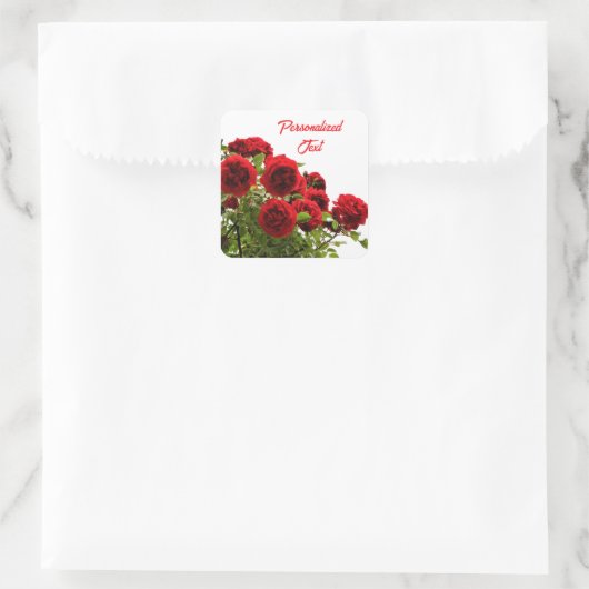 Elegante rozer bouquet met monogram vierkante sticker (Tas)