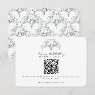 Elegante RSVP bosgroene Franse Toile Duiven Kunst Kaartje