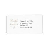 Elegante RSVP bruiloft adres label w kalligrafie (Voorkant)