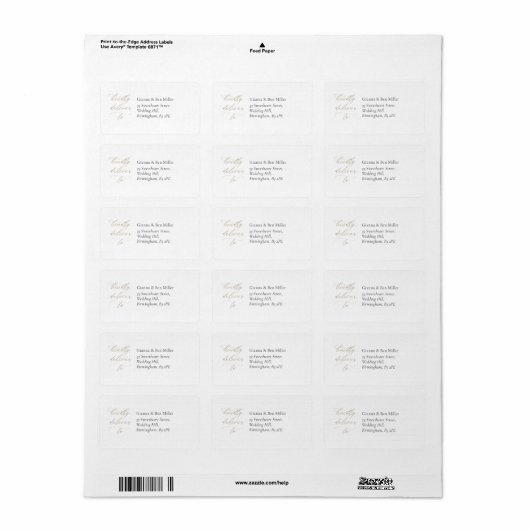 Elegante RSVP bruiloft adres label w kalligrafie (Full Sheet)