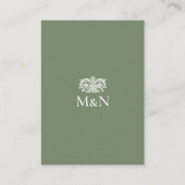 Elegante RSVP Huwelijksmonogram QR-code Groen Informatiekaartje (Achterkant)