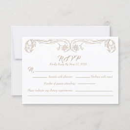 Elegante  RSVP-kaart – groen Roos filigraan Kaart