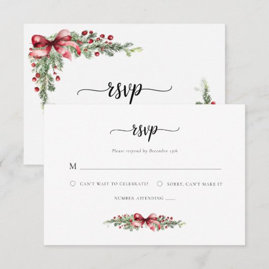 Elegante RSVP kerst Kaart (Voorkant / Achterkant)