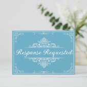 Elegante RSVP - Lichtblauwe Vlinder Quinceañera (Staand voorkant)