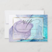 Elegante RSVP Marmeren Inkt  Levendig Aqua Paars (Voorkant)
