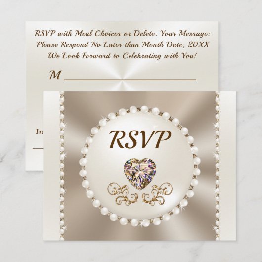 Elegante, RSVP-menu-Kaarten, of Maaltijdkeuzes ver Kaart (Voorkant / Achterkant)