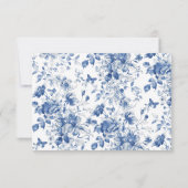 Elegante RSVP met blauwe bloemen en kalligrafisch (Achterkant)