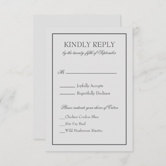 Elegante RSVP met twee randen en scripttekst (Voorkant / Achterkant)