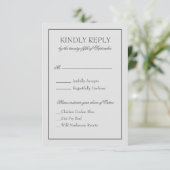 Elegante RSVP met twee randen en scripttekst Kaartje (Staand voorkant)
