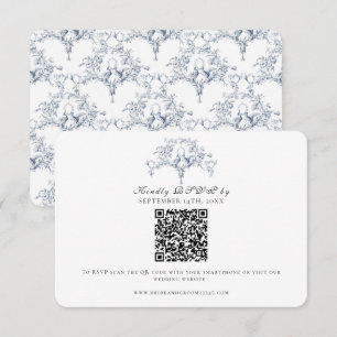 Elegante RSVP Navy Blauwe en Witte Franse Toile Du Kaartje
