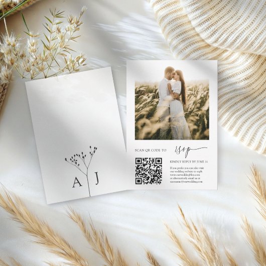 Elegante RSVP QR-code met fotobruiloft