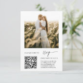 Elegante RSVP QR-code met fotobruiloft Kaartje (Staand voorkant)