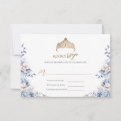 Elegante rsvp quinceañera Floral goud blauw roze (Voorkant)