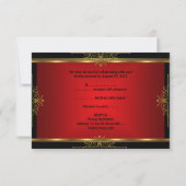 Elegante RSVP Red Black Gold Art Deco (Achterkant)