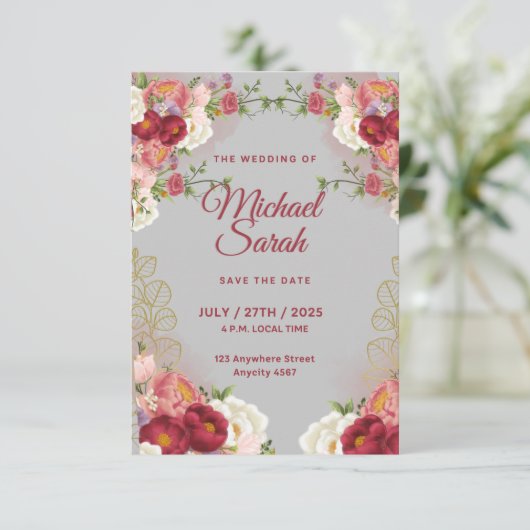 Elegante RSVP Response Kaart | Aangepaste bruiloft (Staand voorkant)