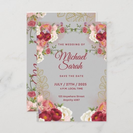 Elegante RSVP Response Kaart | Aangepaste bruiloft (Voorkant / Achterkant)