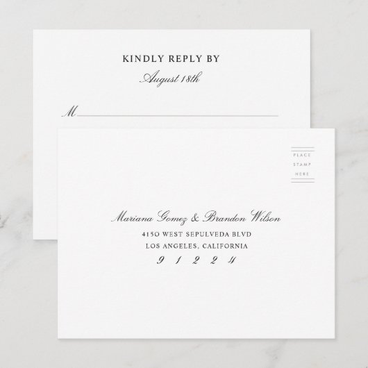 Elegante RSVP Response Kaart bruiloft evenement (Voorkant / Achterkant)