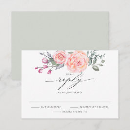 Elegante RSVP Rustieke Waterverf Cottage Roze Roze Kaartje