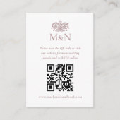 Elegante RSVP Trouw Monogram QR Code Stof Roze Informatiekaartje (Voorkant)