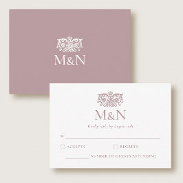 Elegante RSVP Trouw Monogram Roze Bijlage Kaartje