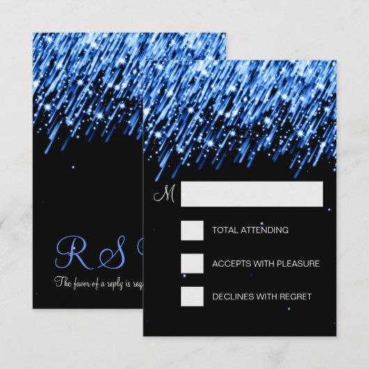 Elegante RSVP Vallende Sterren Blauw (Voorkant / Achterkant)