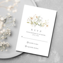 Elegante RSVP voor buitenwedding met wilde bloemen