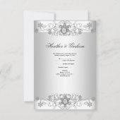 Elegante RSVP Zilver Wit Diamant Kaartje (Achterkant)