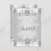 Elegante RSVP Zilver Wit Diamant Kant (Voorkant / Achterkant)
