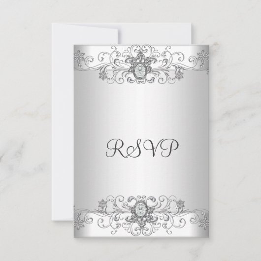 Elegante RSVP zilveren witte diamant (Voorkant)
