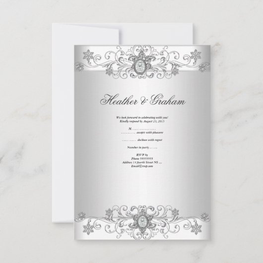 Elegante RSVP zilveren witte diamant (Achterkant)