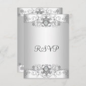 Elegante RSVP zilveren witte diamant (Voorkant / Achterkant)