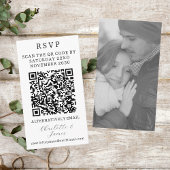 Elegante RSVP | Zwart-wit foto QR-code Informatiekaartje
