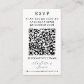 Elegante RSVP | Zwart-wit foto QR-code Informatiekaartje (Voorkant)