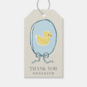 Elegante Rubber Eendje Lint Baby Shower Cadeaulabel (Voorkant)