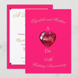 Elegante Ruby Do 40ste huwelijksverjaardag Kaart