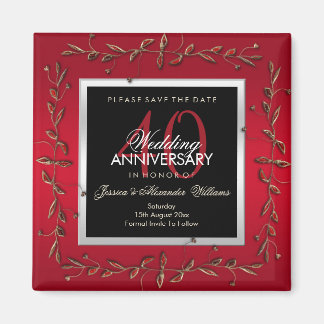 Elegante Ruby Edelstenen Save The Date Magneet