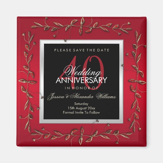 Elegante Ruby Edelstenen Save The Date Magneet (Voorkant)