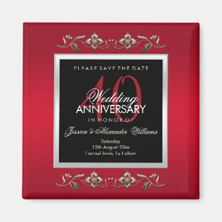 Elegante Ruby Edelstenen Save The Date Magneet