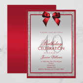 Elegante Ruby Red Silver Glitter 40e verjaardag Kaart (Voorkant / Achterkant)