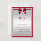 Elegante Ruby Red & Silver Glitter Verjaardag RSVP Kaartje (Voorkant)