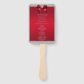 Elegante Ruby Red, Zilveren Glitter Trouwprogramma Handwaaier (Voorkant)