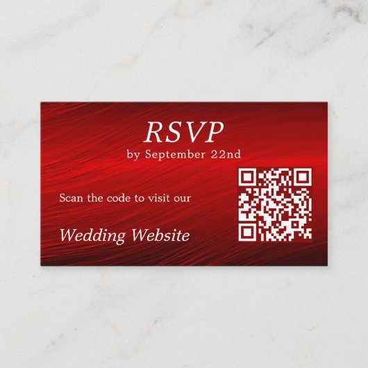 Elegante Ruby Rode RSVP Bruiloft Website QR Code Informatiekaartje (Voorkant)