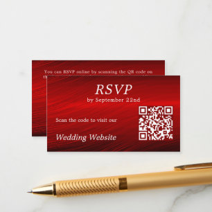 Elegante Ruby Rode RSVP Bruiloft Website QR Code Informatiekaartje