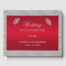 Elegante Ruby Rode & Sparkly Zilveren Ringen Bruil Gastenboek