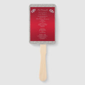 Elegante Ruby Rode & Sparkly Zilveren Ringen Bruil Handwaaier (Voorkant)