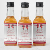 Elegante Ruby Rood & Zilver Glitter Bruiloft Mini Likeurfles Etiket (Flessen)