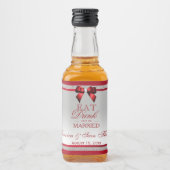 Elegante Ruby Rood & Zilver Glitter Bruiloft Mini Likeurfles Etiket (Voorkant)