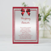 Elegante Ruby Rood & Zilver Glitter Wedding Detail Informatiekaartje (Staand voorkant)