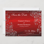 Elegante Rubyrood Grijze Save the Date  Huwelijk (Voorkant)