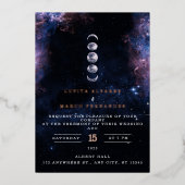 Elegante ruimte thema astronomie maan trouw uitnod folie uitnodiging (Voorkant)